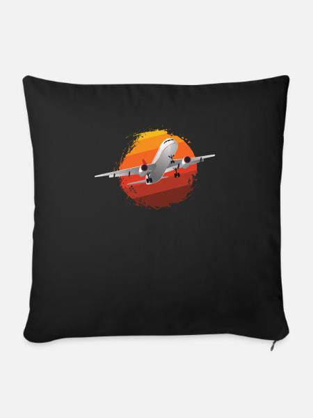 Flugzeug - Sofakissenbezug 45 x 45 cm - Schwarz