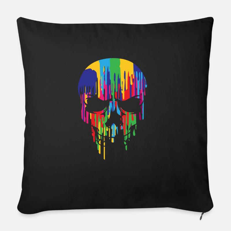 Farben schmelzender Totenkopf Skull Schädel - Sofakissenbezug 45 x 45 cm - Schwarz