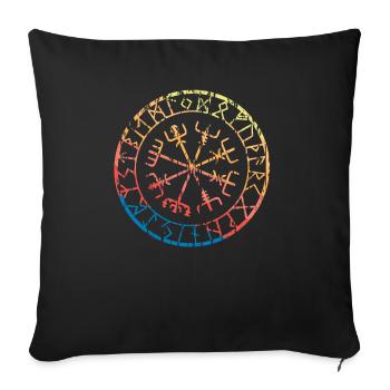 Compass Rune Viking Vegvisir - Sofa pillowcase 17,3'' x 17,3'' (45 x 45 cm) - black - Front