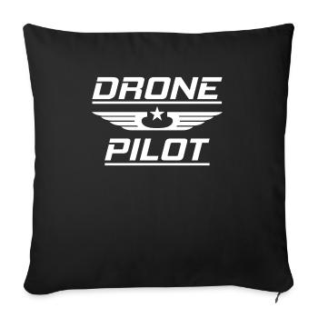 Pilote de drone de drone, cadeau de quadricoptère de drone - Housse de coussin décorative 45 x 45 cm - noir - Devant