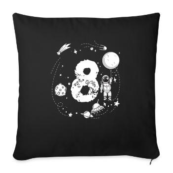 Astronaute de l'espace 8e anniversaire pour les astronautes 8e anniversaire - Housse de coussin décorative 45 x 45 cm - noir - Devant
