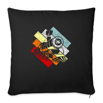 Train trains modèle ferroviaire cadeau de chemin de fer - Housse de coussin décorative 45 x 45 cm - noir - Devant