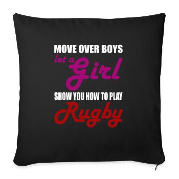 RUGBY WOMAN GIRL SISTER - Sofa pillowcase 17,3'' x 17,3'' (45 x 45 cm) - black - Front