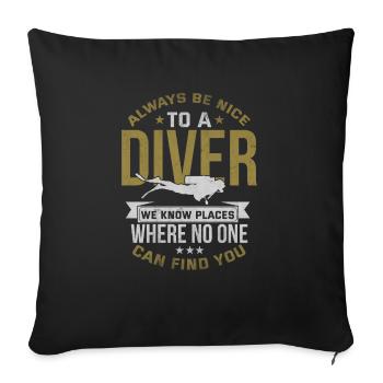 Cadeau d'apnée de plongée sous-marine - Housse de coussin décorative 45 x 45 cm - noir - Devant