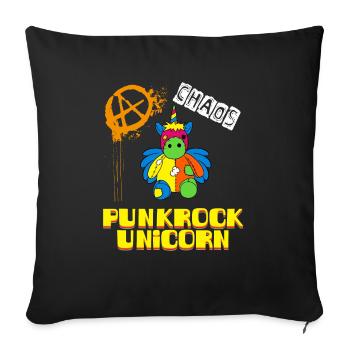 Funny punk rock unicorn unicorn punk death metal - Sofa pillowcase 17,3'' x 17,3'' (45 x 45 cm) - black - Front