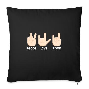 Peace love rock and roll - Sofa pillowcase 17,3'' x 17,3'' (45 x 45 cm) - black - Front
