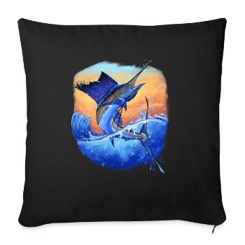 Cadeau de pêcheurs de pêche sportive Marlin - Housse de coussin décorative 45 x 45 cm - noir - Devant
