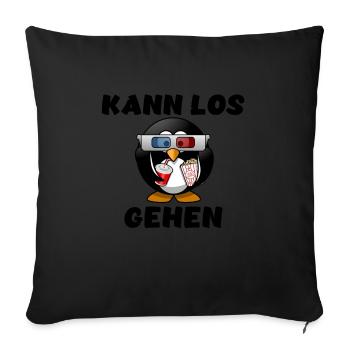 Pinguin im Kino mit 3D Brille, Popcorn und Cola - Sofakissenbezug 45 x 45 cm - Schwarz - Vorne