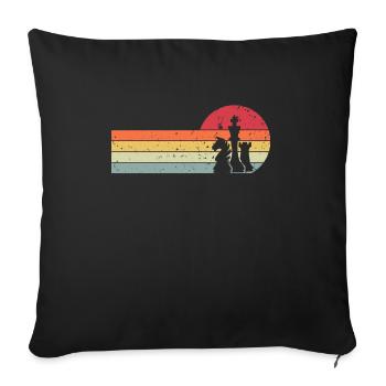 Échecs pièces échec et mat rétro joueurs d'échecs - Housse de coussin décorative 45 x 45 cm - noir - Devant