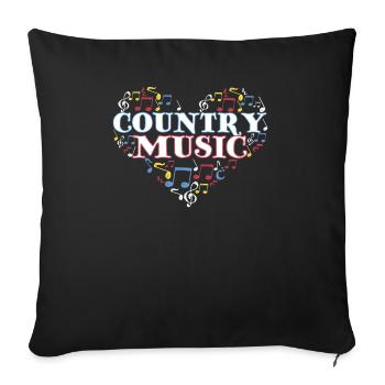 I Love Country Design Country Music Lover Gift - Sofa pillowcase 17,3'' x 17,3'' (45 x 45 cm) - black - Front