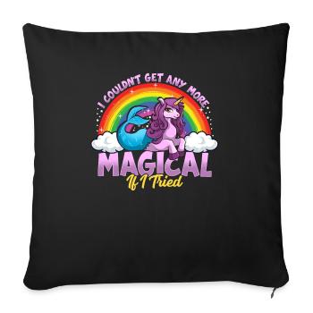 Licorne magique sirène Mernicorn Rainbow - Housse de coussin décorative 45 x 45 cm - noir - Devant