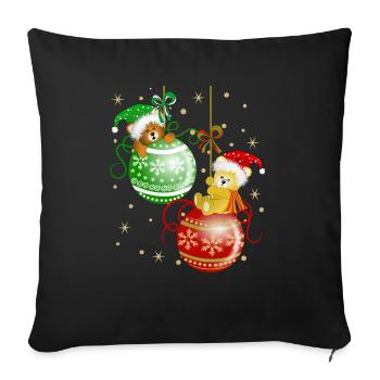 Bärchen auf Weihnachtskugeln Bär Weihnachtsdeko - Sofakissenbezug 45 x 45 cm - Schwarz - Vorne