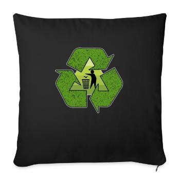 Cycle de recyclage des déchets Sauvez notre terre - Housse de coussin décorative 45 x 45 cm - noir - Devant