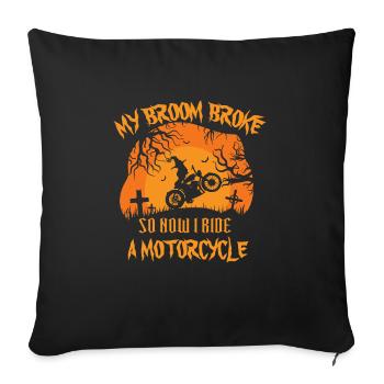 Halloween witch motorcycle broom - Sofa pillowcase 17,3'' x 17,3'' (45 x 45 cm) - black - Front