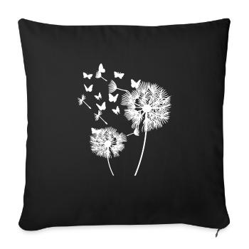 Cadeau de motif floral papillon pissenlit - Housse de coussin décorative 45 x 45 cm - noir - Devant