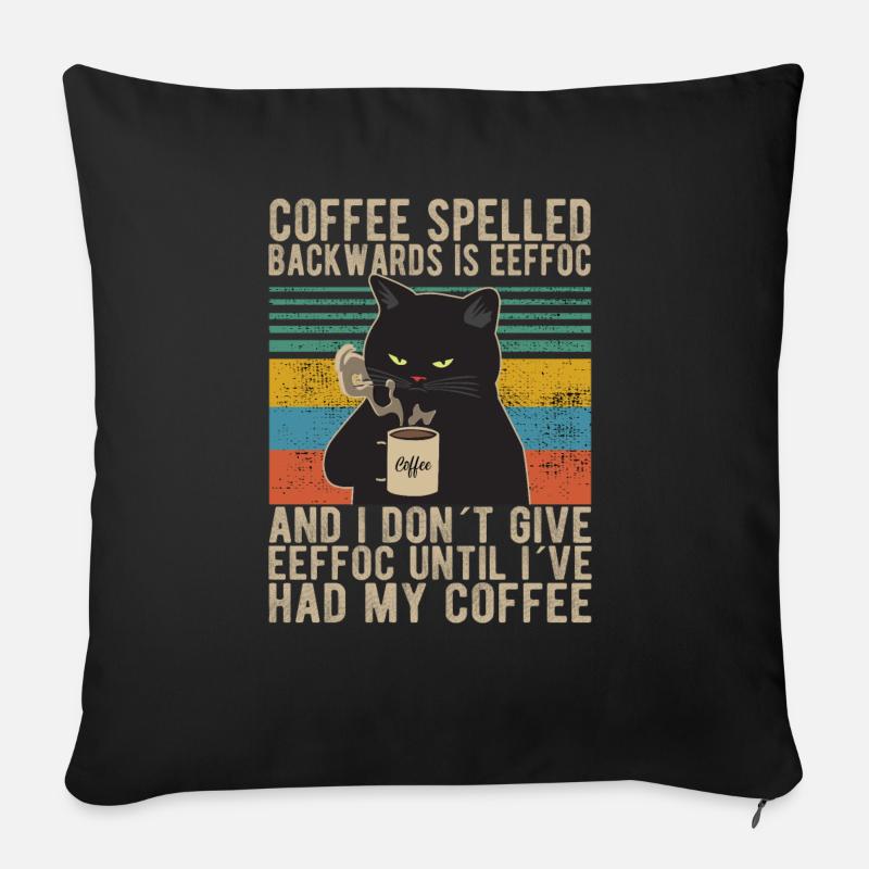 Coffee spelled backwards is Eeffoc Kaffee Morning - Sofakissenbezug 45 x 45 cm - Schwarz