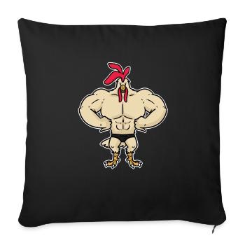 Le coq de musculation définit les muscles - Housse de coussin décorative 45 x 45 cm - noir - Devant