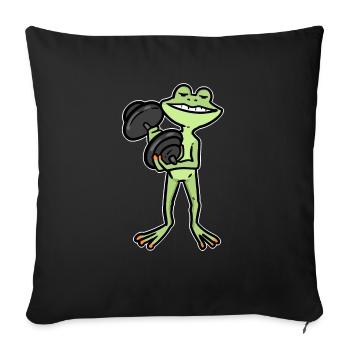 Bodybuilding frog fitness dumbbell - Sofa pillowcase 17,3'' x 17,3'' (45 x 45 cm) - black - Front