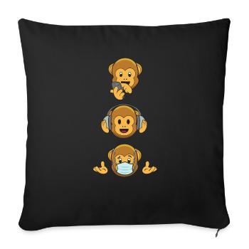 Trois singes sages en 2020 - Housse de coussin décorative 45 x 45 cm - noir - Devant