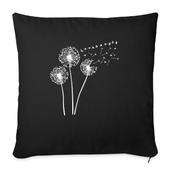 Oiseaux de pissenlit avaler un cadeau de motif floral - Housse de coussin décorative 45 x 45 cm - noir - Devant