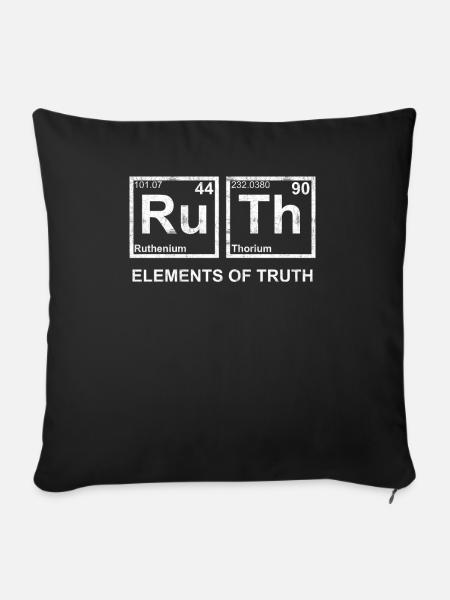 RBG Ruth Éléments de vérité Ruthenium thorium perio - Housse de coussin décorative 45 x 45 cm - noir