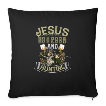 jesus bourbon et impression de chasse pour les hommes papa - Housse de coussin décorative 45 x 45 cm - noir - Devant