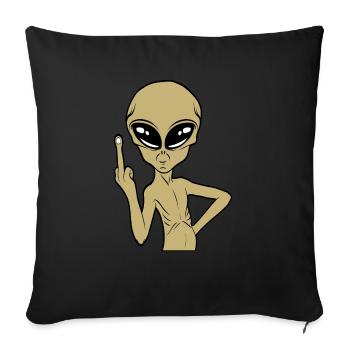 Funny Alien Middle Finger Stinking Finger Tshirt - Sofa pillowcase 17,3'' x 17,3'' (45 x 45 cm) - black - Front