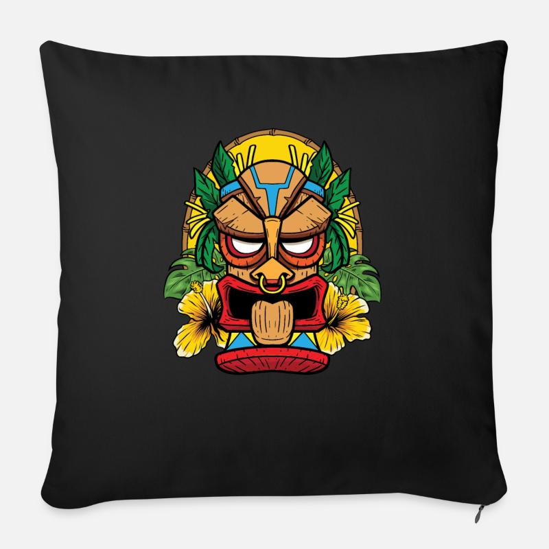 Hawaiian Tiki - Hawaii - Sofakissenbezug 45 x 45 cm - Schwarz