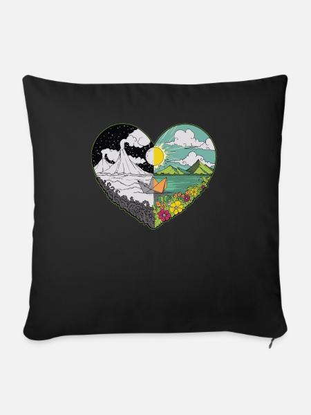 Day night heart volcano Stylishly creative - Sofa pillowcase 17,3'' x 17,3'' (45 x 45 cm) - black