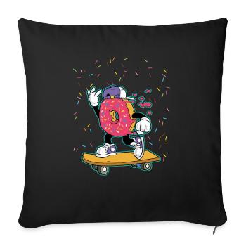 Skateboard Donut - patineur cool - Housse de coussin décorative 45 x 45 cm - noir - Devant