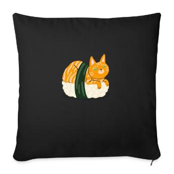 Sushi Chats TShirt Kawaii Chatons idée cadeau - Housse de coussin décorative 45 x 45 cm - noir - Devant