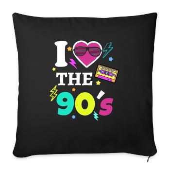 J'adore la tenue des années 90 et 90 - Housse de coussin décorative 45 x 45 cm - noir - Devant