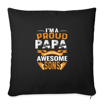 Fier papa de 3 enfants - Housse de coussin décorative 45 x 45 cm - noir - Devant