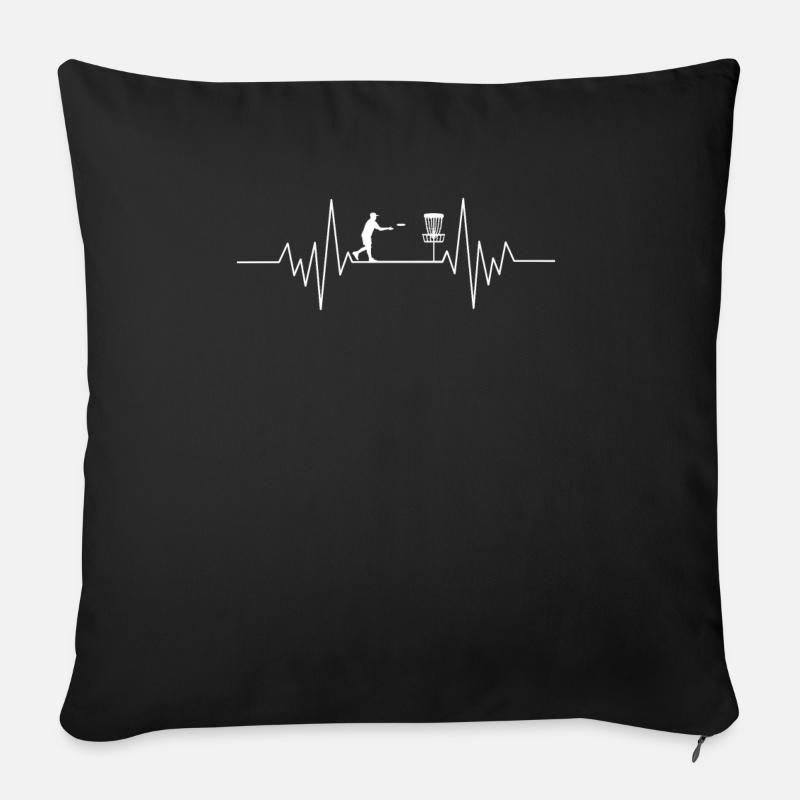 Conception de battement de coeur de disque de golf pour un golf de disque - Housse de coussin décorative 45 x 45 cm - noir