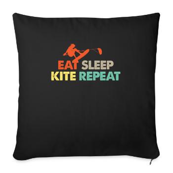 Kite Surfing Kiting Eating Repeat Fun Gift - Sofa pillowcase 17,3'' x 17,3'' (45 x 45 cm) - black - Front