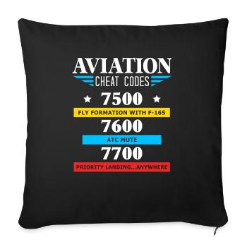Aviation Cheat Codes gift, Aviation gift, - Sofa pillowcase 17,3'' x 17,3'' (45 x 45 cm) - black - Front