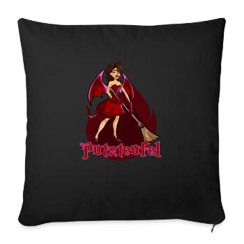 Putzteufel Putzfrau Reinigungskraft - Sofakissenbezug 45 x 45 cm - Schwarz - Vorne