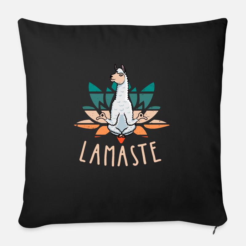 Lamaste Lama Meditation - Sofakissenbezug 45 x 45 cm - Schwarz