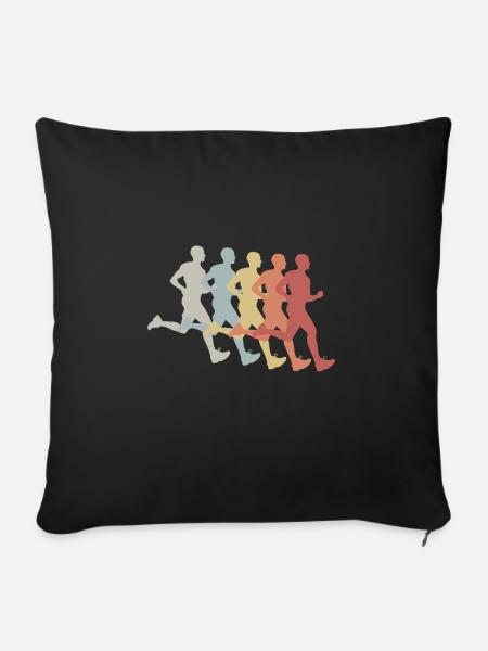 Marathon Vintage Laufen Jogging Geschenk Sprint - Sofakissenbezug 45 x 45 cm - Schwarz