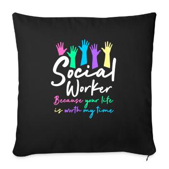 Social worker - Sofa pillowcase 17,3'' x 17,3'' (45 x 45 cm) - black - Front