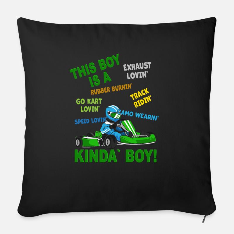 Cadeau pour garçons de karting - Piste de karting de karting - - Housse de coussin décorative 45 x 45 cm - noir