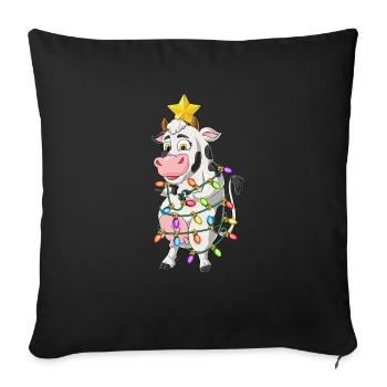 Vache Noël Sapin de Noël Santa Hat Lus - Housse de coussin décorative 45 x 45 cm - noir - Devant