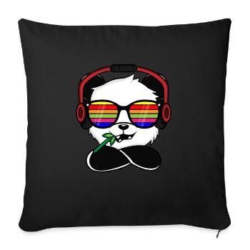 Lunettes arc-en-ciel Cool Panda - Écouteurs Surohr - Housse de coussin décorative 45 x 45 cm - noir - Devant