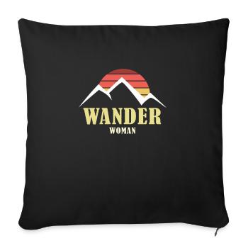 Randonneuse femmes Tshirt Randonnée Femmes - Housse de coussin décorative 45 x 45 cm - noir - Devant
