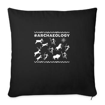 Archaeology cave art - Sofa pillowcase 17,3'' x 17,3'' (45 x 45 cm) - black - Front