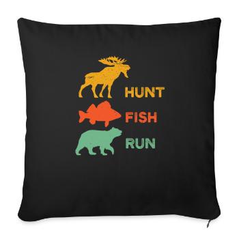 Funny Hunting Shirt - Chemise de pêche - Moose Hunter - Housse de coussin décorative 45 x 45 cm - noir - Devant