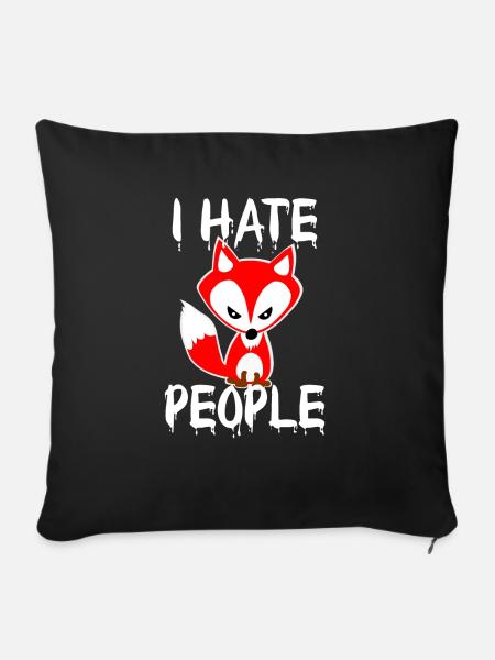 I hate people fox Halloween blutig - Sofakissenbezug 45 x 45 cm - Schwarz