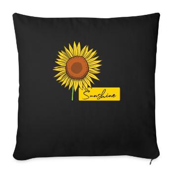 Sonnenblume Sticker - Blumen Sticker Gelb - Sofakissenbezug 45 x 45 cm - Schwarz - Vorne