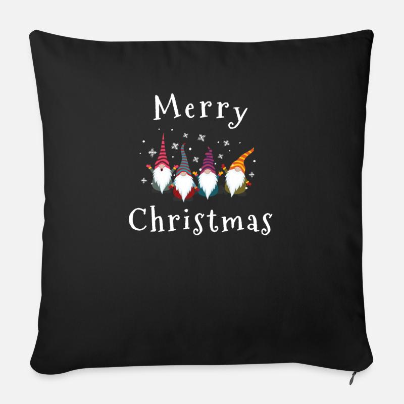 Have a Merry Christmas with Gnomes - Sofa pillowcase 17,3'' x 17,3'' (45 x 45 cm) - black