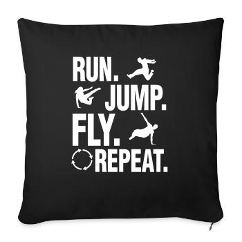 Run Jump Fly Repeat Parkour Training Fun Gift - Sofa pillowcase 17,3'' x 17,3'' (45 x 45 cm) - black - Front